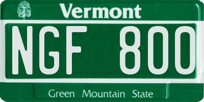 VT license plate NGF800
