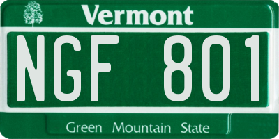 VT license plate NGF801