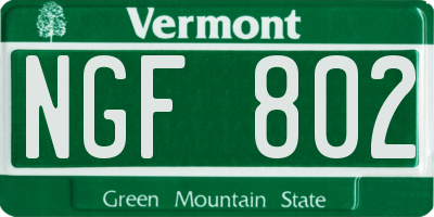 VT license plate NGF802