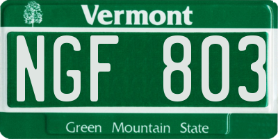 VT license plate NGF803
