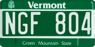 VT license plate NGF804