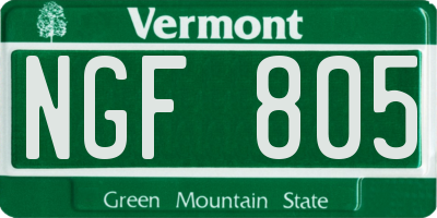 VT license plate NGF805