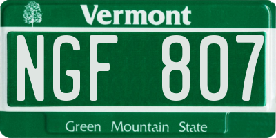 VT license plate NGF807