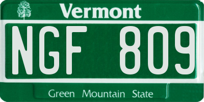 VT license plate NGF809