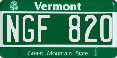 VT license plate NGF820