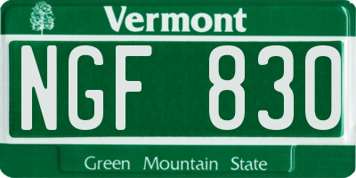 VT license plate NGF830