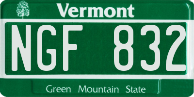 VT license plate NGF832