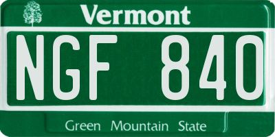 VT license plate NGF840