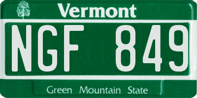 VT license plate NGF849