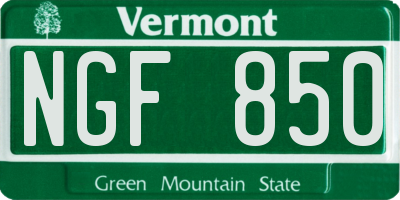 VT license plate NGF850