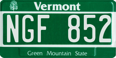VT license plate NGF852