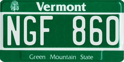 VT license plate NGF860