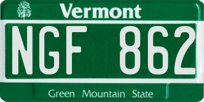 VT license plate NGF862