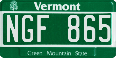 VT license plate NGF865