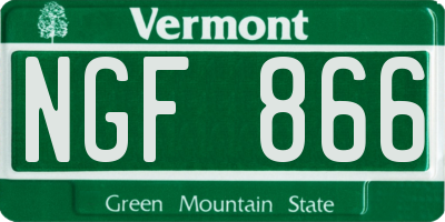 VT license plate NGF866