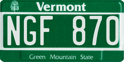VT license plate NGF870