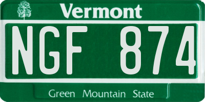 VT license plate NGF874