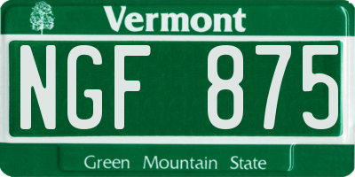 VT license plate NGF875