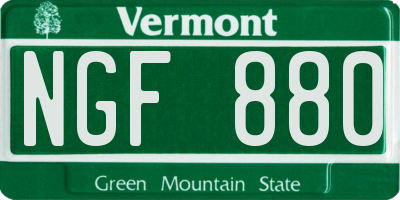VT license plate NGF880