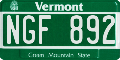 VT license plate NGF892