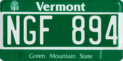 VT license plate NGF894