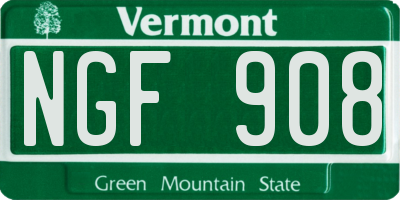 VT license plate NGF908