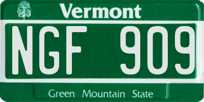 VT license plate NGF909