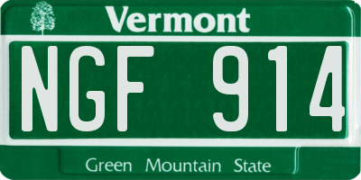 VT license plate NGF914