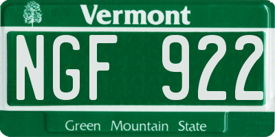 VT license plate NGF922
