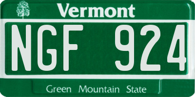 VT license plate NGF924