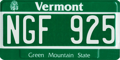 VT license plate NGF925