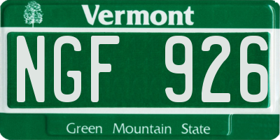 VT license plate NGF926