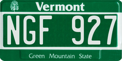 VT license plate NGF927