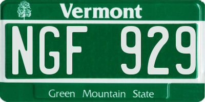 VT license plate NGF929