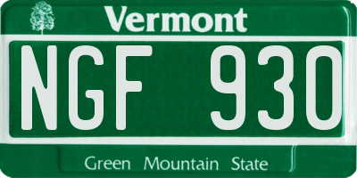 VT license plate NGF930