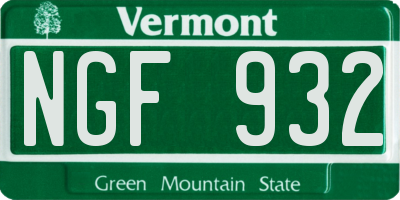 VT license plate NGF932