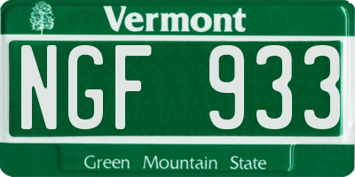 VT license plate NGF933