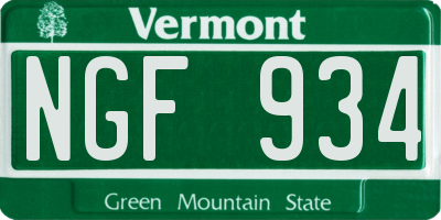 VT license plate NGF934