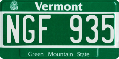 VT license plate NGF935