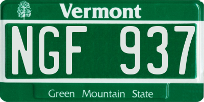 VT license plate NGF937