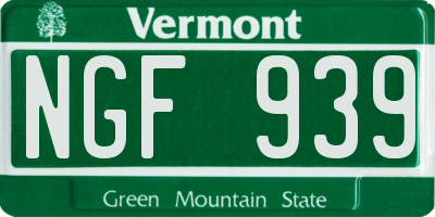 VT license plate NGF939
