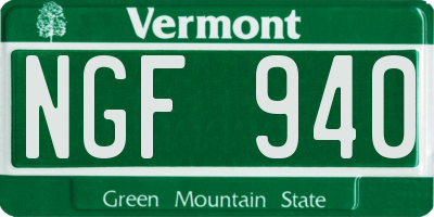 VT license plate NGF940
