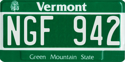 VT license plate NGF942