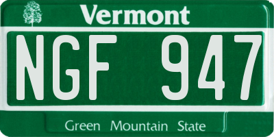 VT license plate NGF947