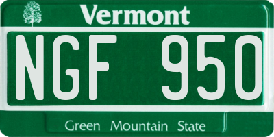 VT license plate NGF950