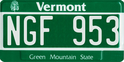 VT license plate NGF953