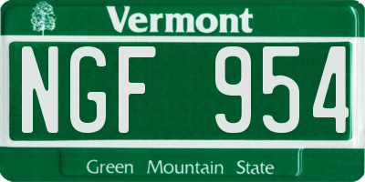 VT license plate NGF954