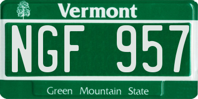 VT license plate NGF957