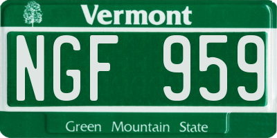 VT license plate NGF959