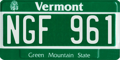 VT license plate NGF961